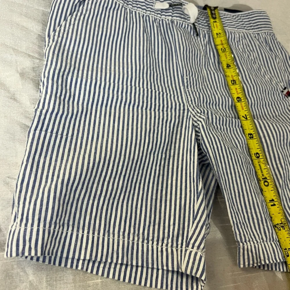 Tommy Hilfiger Boys Striped Chino Shorts Size 7 Blue White Summer Casual Preppy